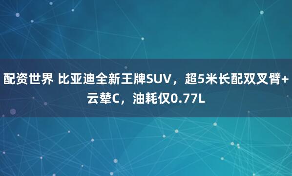 配資世界 比亞迪全新王牌SUV，超5米長配雙叉臂+云輦C，油耗僅0.77L